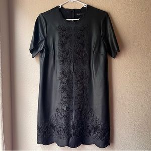 Zara Woman Faux leather lace embroidered shift dress size XS